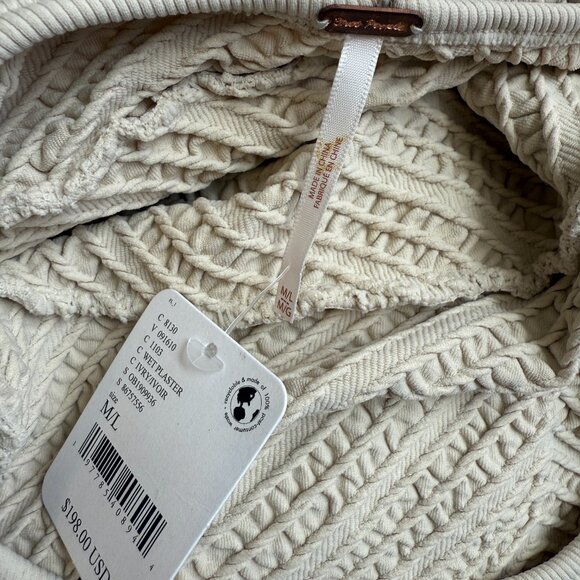 Free People Gabby Seamless Midi Dress Women's M/L Ivory Wet Plaster Textured NWT - Picture 13 of 16